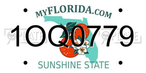 1OQ0779 Florida License Plate