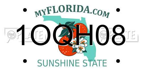 1OQH08 Florida License Plate