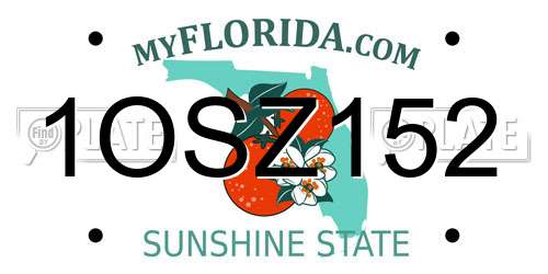1OSZ152 Florida License Plate