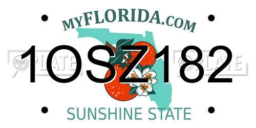 1OSZ182 Florida License Plate