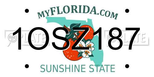 1OSZ187 Florida License Plate