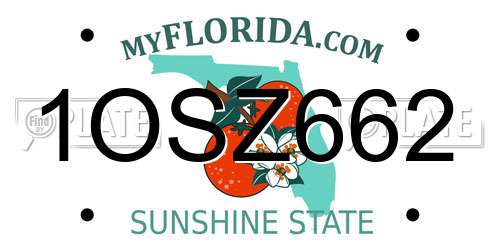 1OSZ662 Florida License Plate