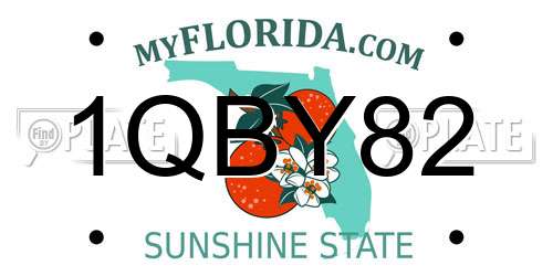 1QBY82 Florida License Plate