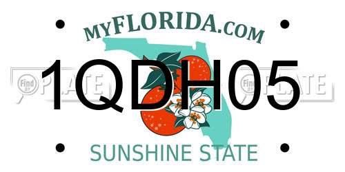 1QDH05 Florida License Plate