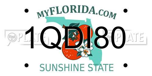 1QDI80 Florida License Plate