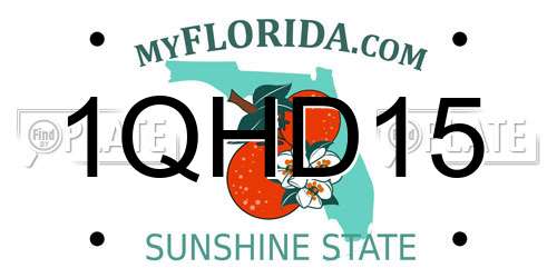 1QHD15 Florida License Plate