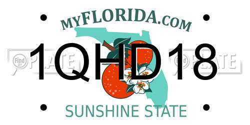 1QHD18 Florida License Plate