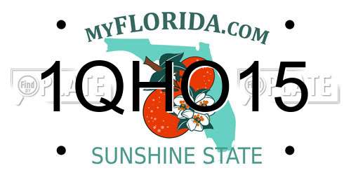 1QHO15 Florida License Plate