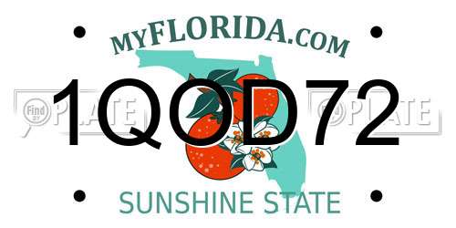 1QOD72 Florida License Plate