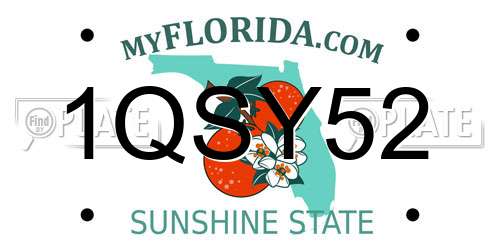 1QSY52 Florida License Plate