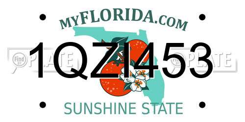 1QZI453 Florida License Plate