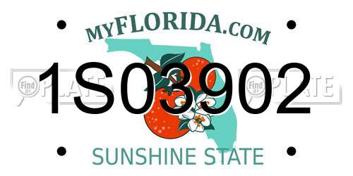 1S03902 Florida License Plate