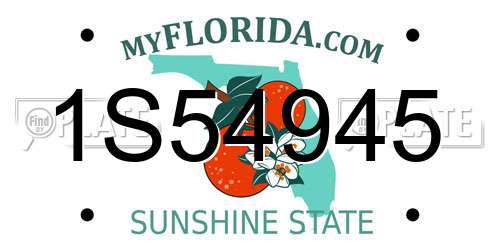 1S54945 Florida License Plate