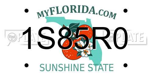 1S85R0 Florida License Plate