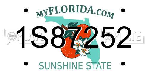 1S87252 Florida License Plate