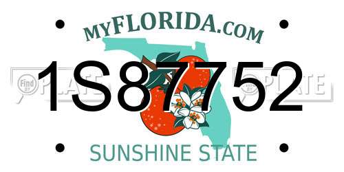 1S87752 Florida License Plate