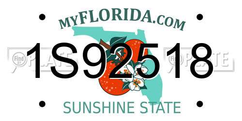 1S92518 Florida License Plate