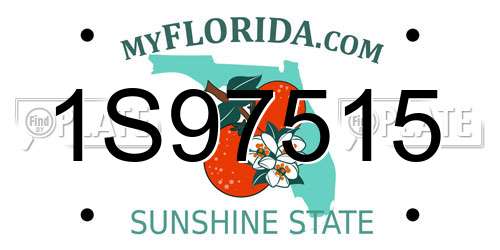 1S97515 Florida License Plate