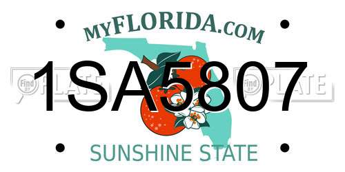 1SA5807 Florida License Plate