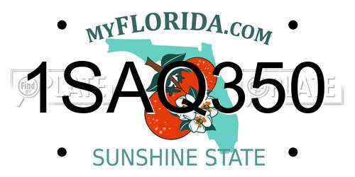 1SAQ350 Florida License Plate