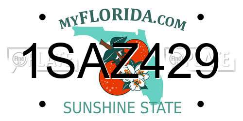 1SAZ429 Florida License Plate
