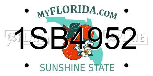 1SB4952 Florida License Plate