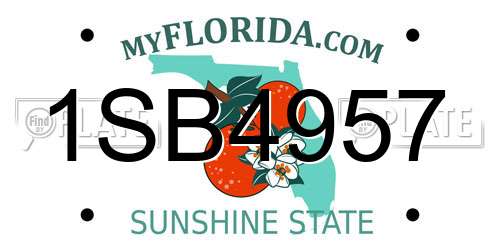 1SB4957 Florida License Plate