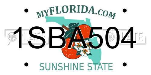 1SBA504 Florida License Plate