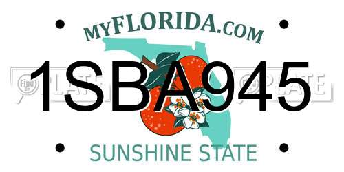 1SBA945 Florida License Plate