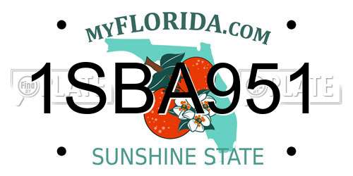 1SBA951 Florida License Plate