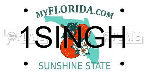 1SINGH Florida License Plate