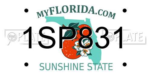 1SP831 Florida License Plate