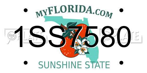 1SS7580 Florida License Plate