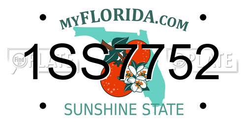 1SS7752 Florida License Plate