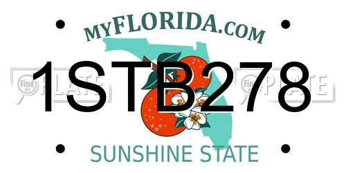 1STB278 Florida License Plate