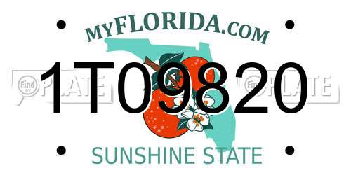 1T09820 Florida License Plate