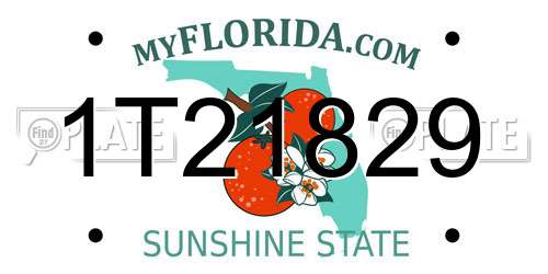 1T21829 Florida License Plate