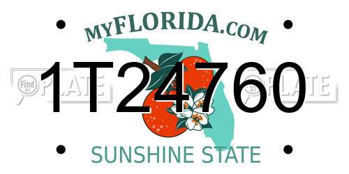 1T24760 Florida License Plate