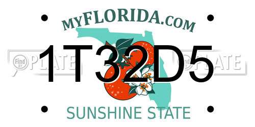 1T32D5 Florida License Plate