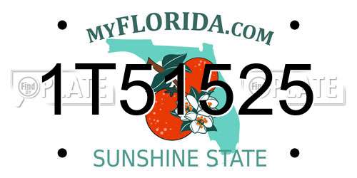 1T51525 Florida License Plate