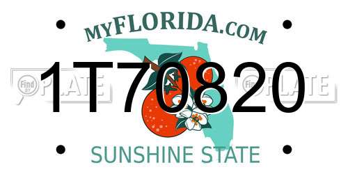 1T70820 Florida License Plate