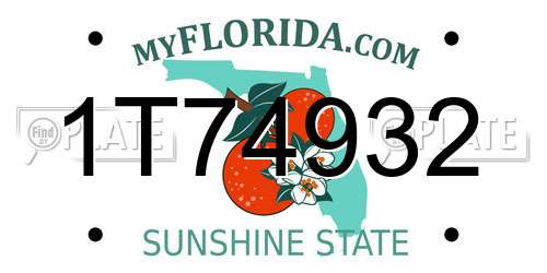 1T74932 Florida License Plate