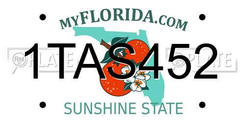 1TAS452 Florida License Plate