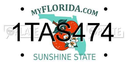1TAS474 Florida License Plate