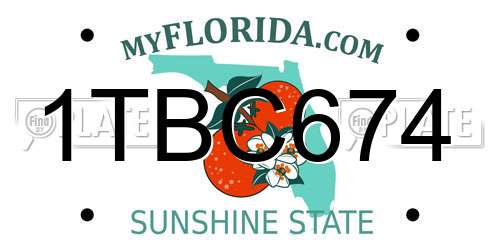 1TBC674 Florida License Plate