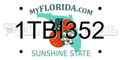 1TBI352 Florida License Plate