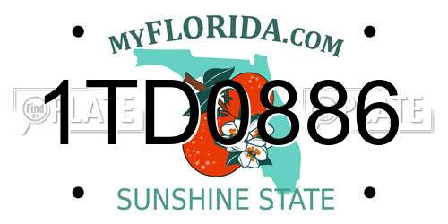 1TD0886 Florida License Plate