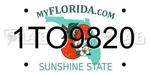 1TO9820 Florida License Plate