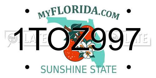 1TOZ997 Florida License Plate