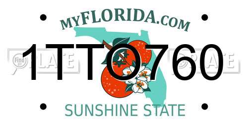 1TTO760 Florida License Plate